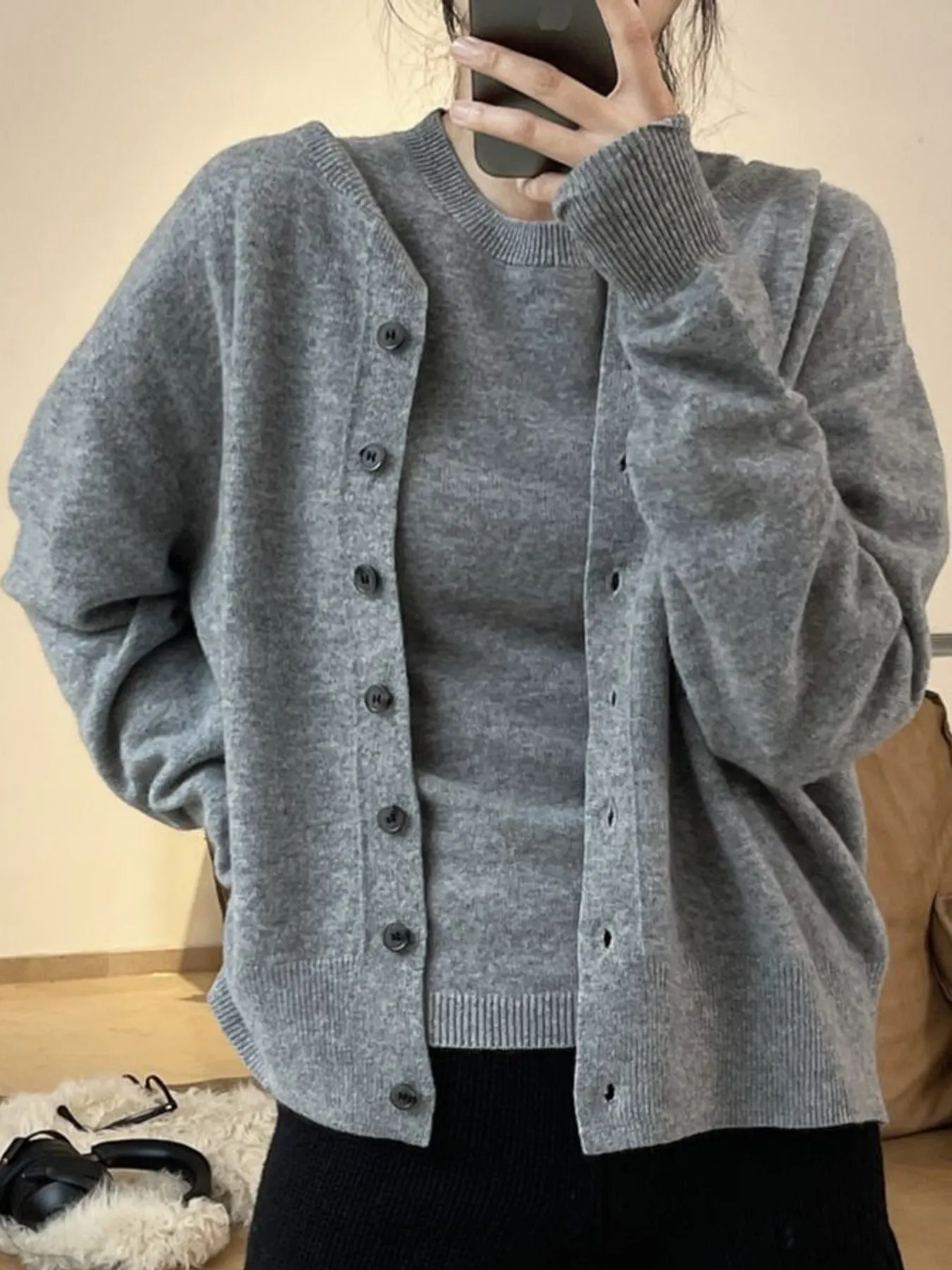 Button Up Long Sleeve Cardigan 1